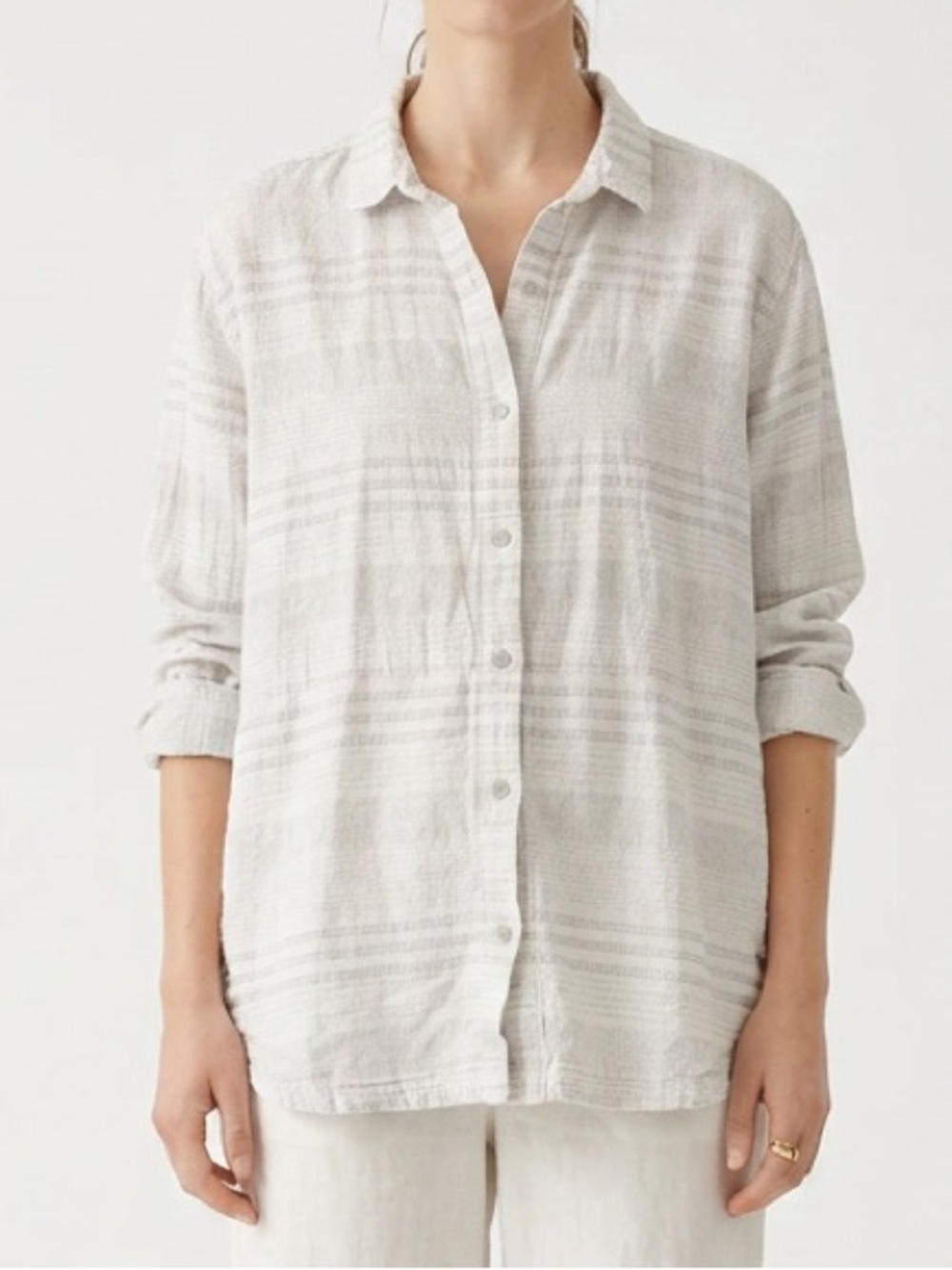 Poetry Hemp Cotton Top Pullover Shirt Blouse Organic Blue Size 12 Gray